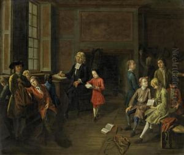 Boy's Lesson In The Rectory Oil Painting by Joseph van Aken