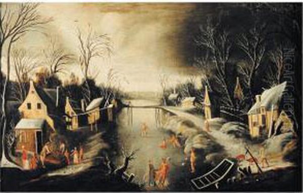 Paysage De Neige Oil Painting by Denys Van Alsloot