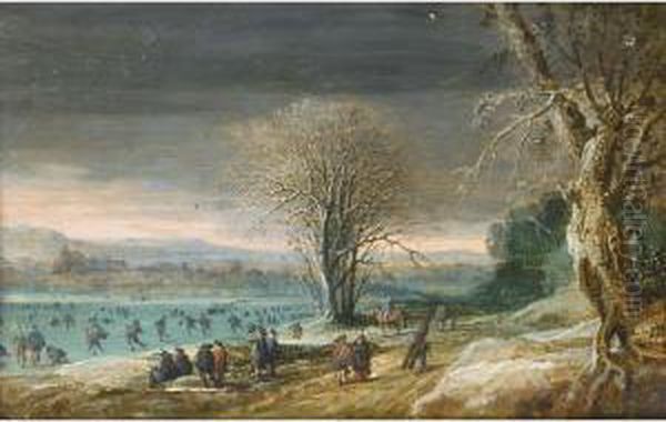 Paysage D'hiver Oil Painting by Denys Van Alsloot