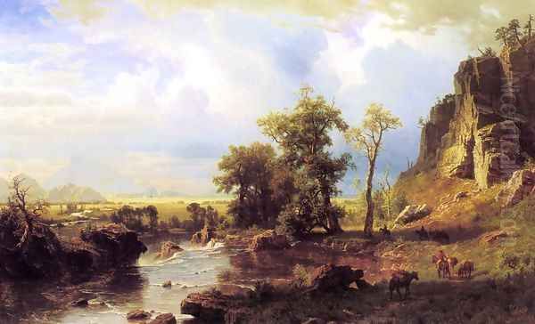 North Fork Of The Platte Nebraska Oil Painting by Albert Bierstadt