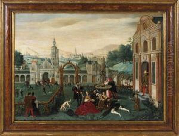 Concert Dans La Cour D'un Chateau Oil Painting by Jan van Amstel