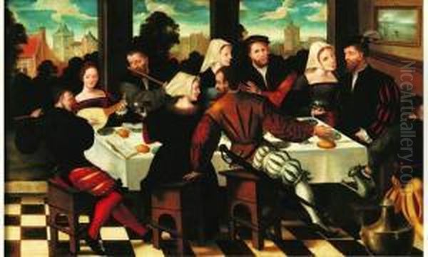 Scene De Banquet Oil Painting by Jan van Amstel