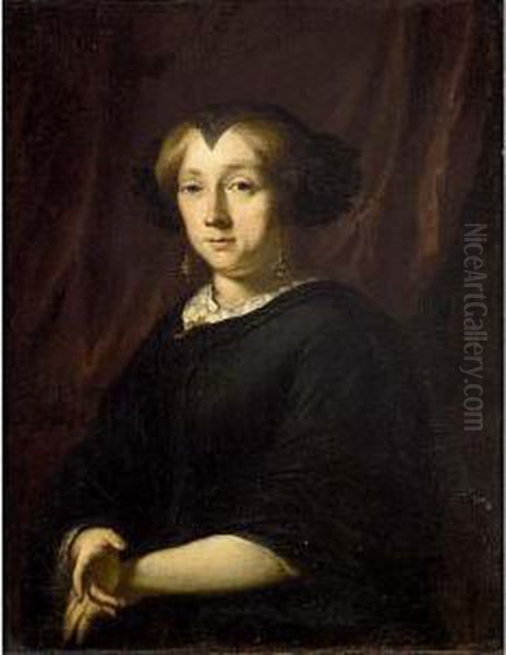 Portrait Of A Lady, Seated Half Lenght Wearing Widow's Weeds Oil Painting by Pieter Van Anraadt