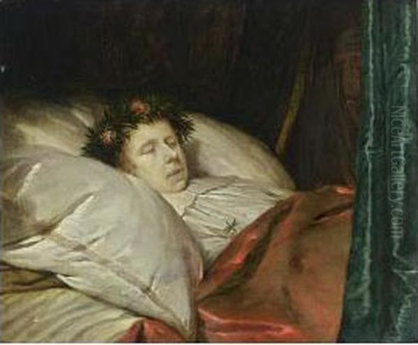 A Young Man On His Deathbed Oil Painting by Pieter Van Anraadt