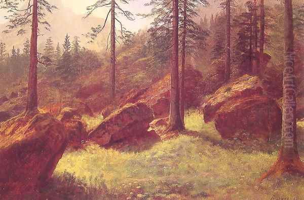 Wooded Landscape Oil Painting by Albert Bierstadt