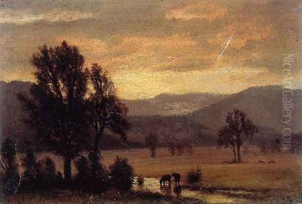 Landscape With Cattle Oil Painting by Albert Bierstadt