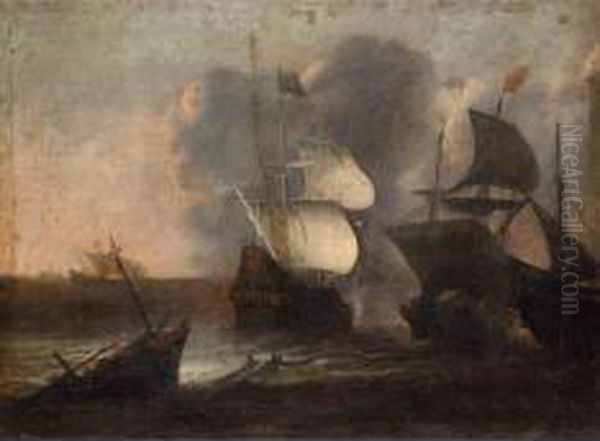 Marina Con Vascelli Oil Painting by Andries Van Eertvelt