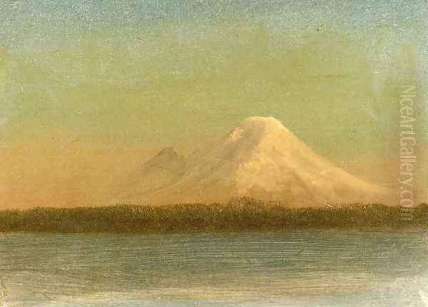 Snow Capped Moutain At Twilight Oil Painting by Albert Bierstadt