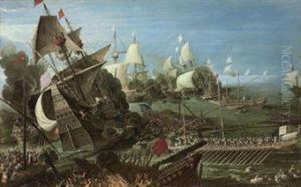 The Battle Of Lepanto Oil Painting by Andries Van Eertvelt