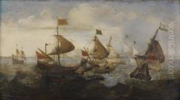 Combat Naval Contre Des Turcs Oil Painting by Andries Van Eertvelt