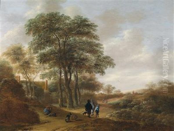 A Landscape With Travellers Oil Painting by Pieter Jansz. van Asch