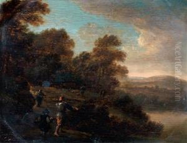 Promeneurs Dans Un Paysage De Riviere Oil Painting by Pieter Jansz. van Asch