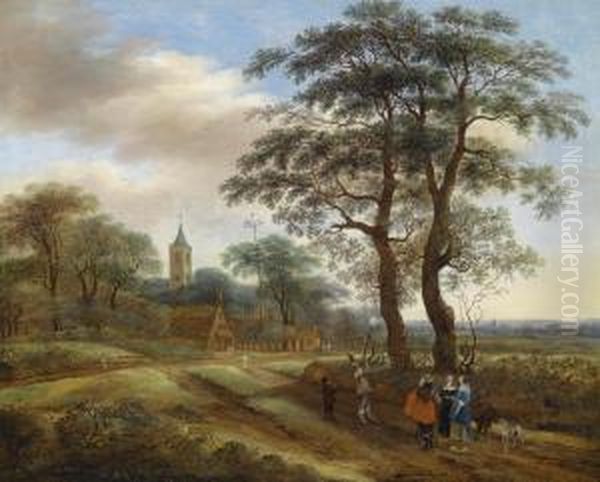 A Wide Landscape With Travellers Oil Painting by Pieter Jansz. van Asch