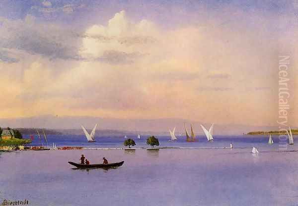 On The Lake Oil Painting by Albert Bierstadt