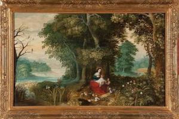 La Sainte Famille Dans Un Paysage Printanier Oil Painting by Pieter Van Avont