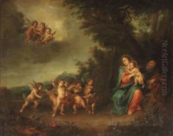 The Rest On The Flight Into Egypt Oil Painting by Pieter Van Avont