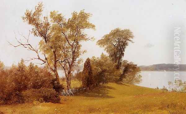 Sailboats On The Hudson At Irvington Oil Painting by Albert Bierstadt