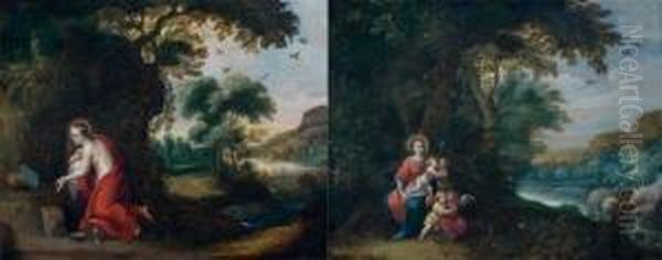 Vierge A L'enfant Avec Saint Jean-baptiste Et Des Anges Oil Painting by Pieter Van Avont