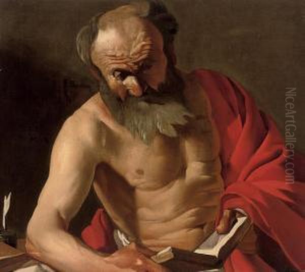 Saint Jerome Reading Oil Painting by Dirck Van Baburen