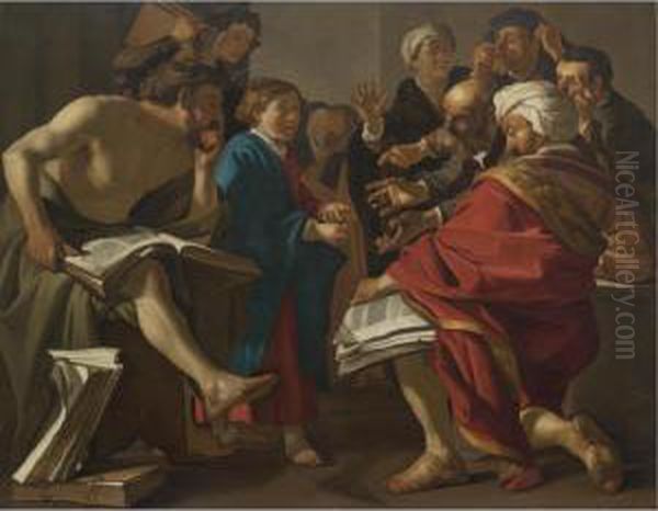 Christ Among The Doctors Oil Painting by Dirck Van Baburen