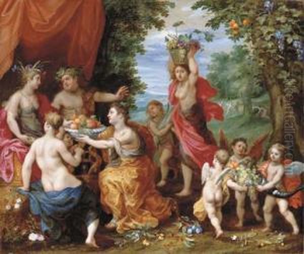 Ceres, Bacchus And Venus Oil Painting by Hendrik Ii Van Balen