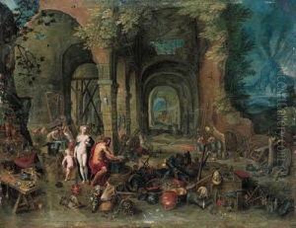 Venus At The Forge Of Vulcan Oil Painting by Hendrik Ii Van Balen