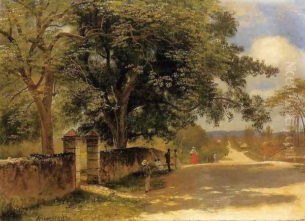 Street In Nassau Oil Painting by Albert Bierstadt