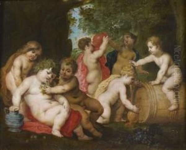 L'enfance De Bacchus Oil Painting by Jan Van Balen