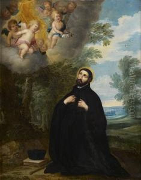 Saint Thomas De Villeneuve Touche Par La Lumiere Celeste Oil Painting by Jan Van Balen