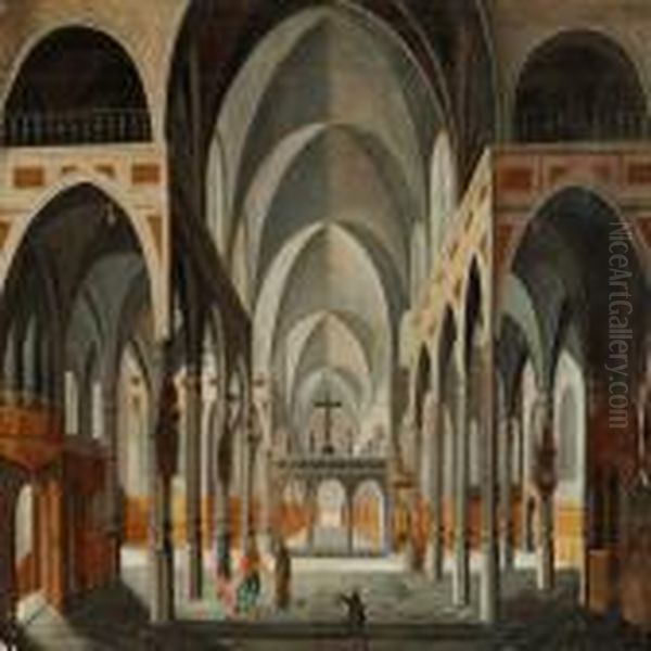 Gothic Church Interior Oil Painting by Bartholomeus Van Bassen