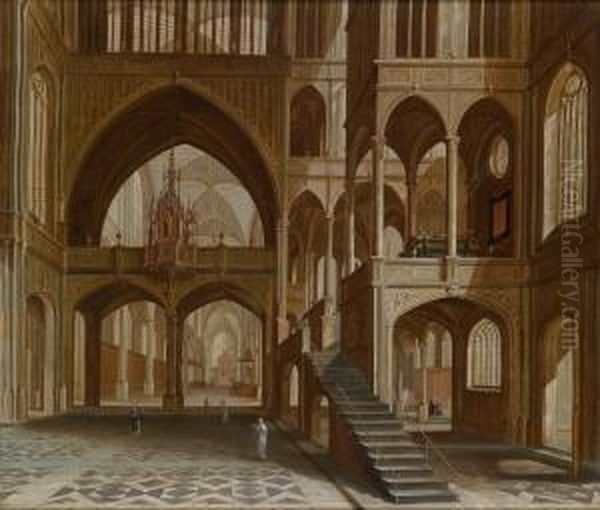 Interno Di Chiesa Con Figure Oil Painting by Bartholomeus Van Bassen