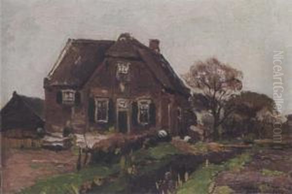 Oude Pastorie Te Kortenhoef Oil Painting by Bernard Antoine Van Beek