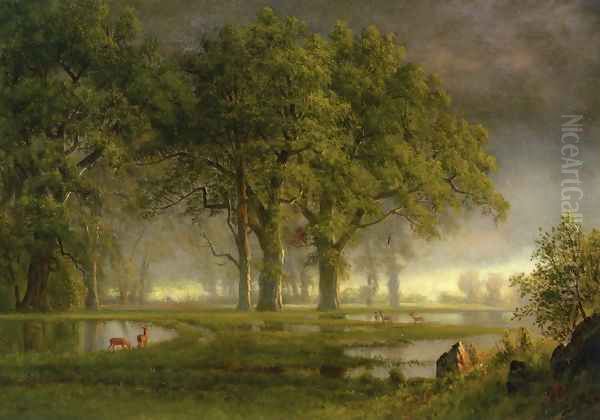 Sunglow Oil Painting by Albert Bierstadt