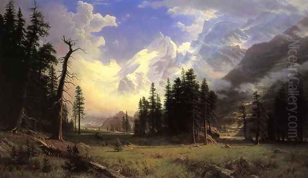 The Morteratsch Glacier Upper Engadine Valley Pontresina Oil Painting by Albert Bierstadt