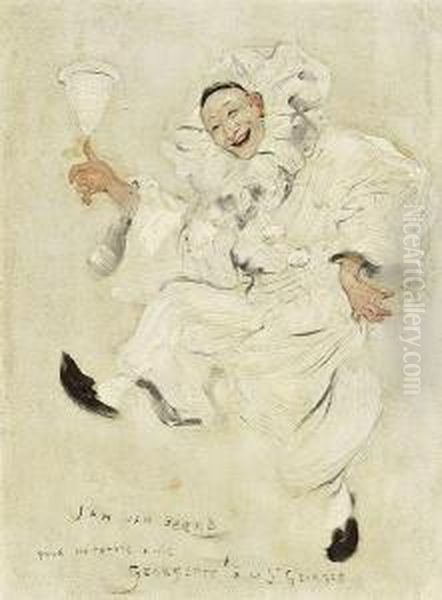 Pierrot Oil Painting by Jan van Beers