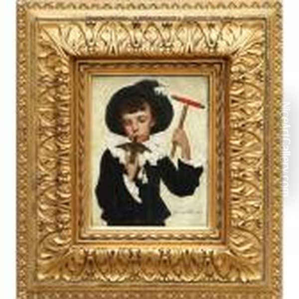 Boy With Hummingbird Oil Painting by Jan van Beers