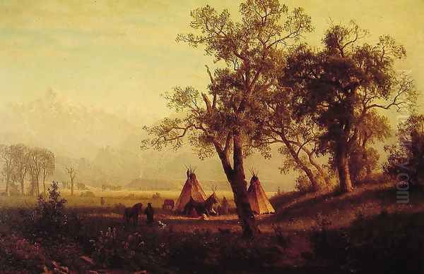 Wind River Mountains Nebraska Territory Oil Painting by Albert Bierstadt