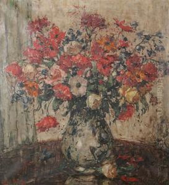 Bloemstilleven Oil Painting by Alfons, Van Beurden Snr.