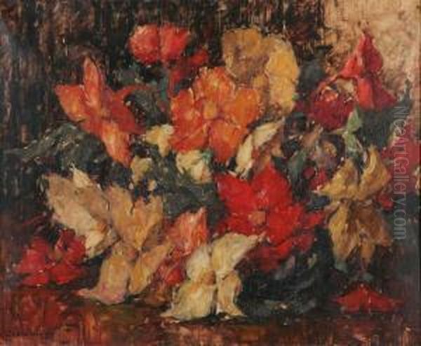 Still Life With Flowers Oil Painting by Alfons, Van Beurden Snr.