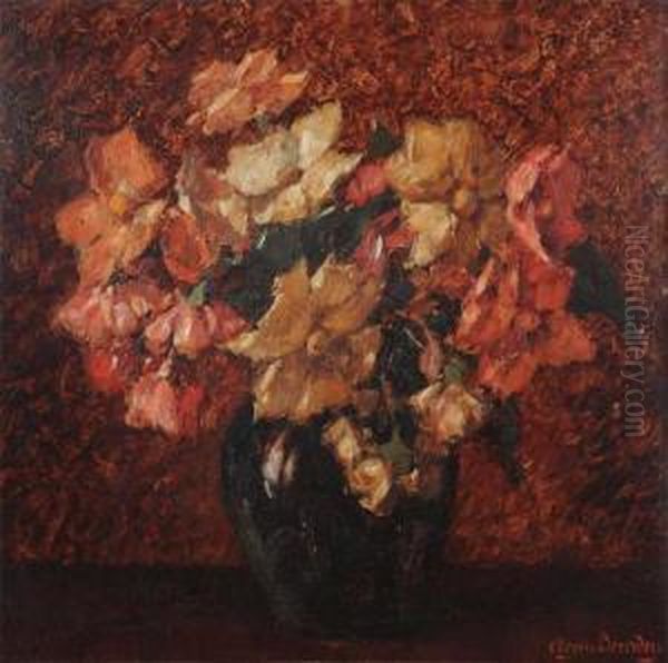 Still Life With Flowers Oil Painting by Alfons, Van Beurden Snr.