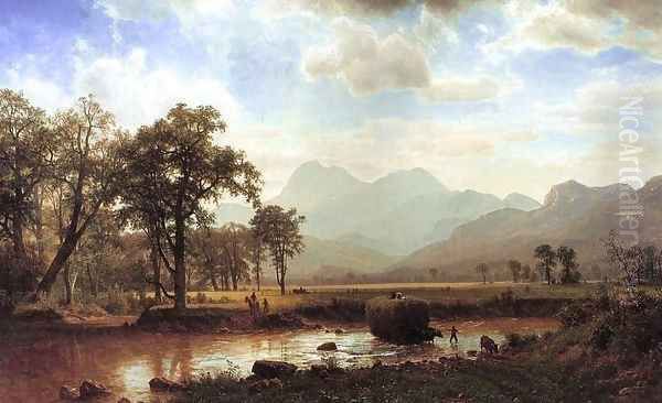 Haying, Conway Meadows 1864 Oil Painting by Albert Bierstadt