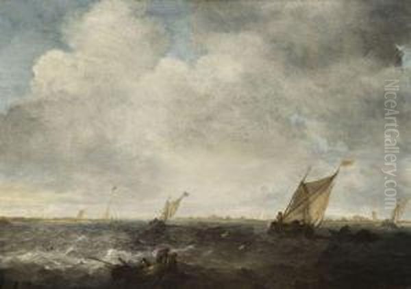 Marine Par Mer Agitee Oil Painting by Abraham Hendrickz Van Beyeren