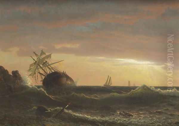 Beached Ship Oil Painting by Albert Bierstadt