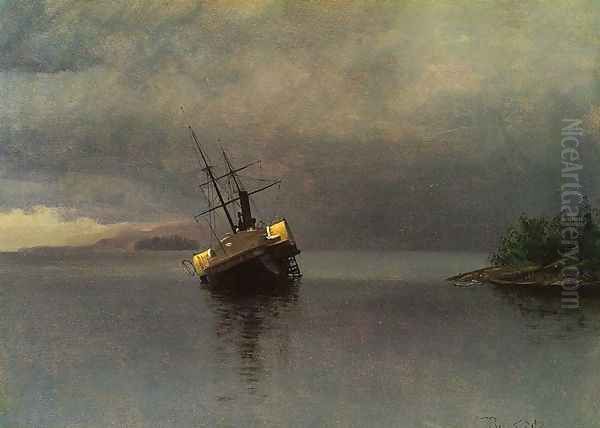 Ship sailing to the storm Oil Painting by Albert Bierstadt