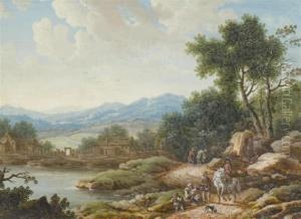 River Landscapes Oil Painting by Jacques Willem Van Blarenberghe