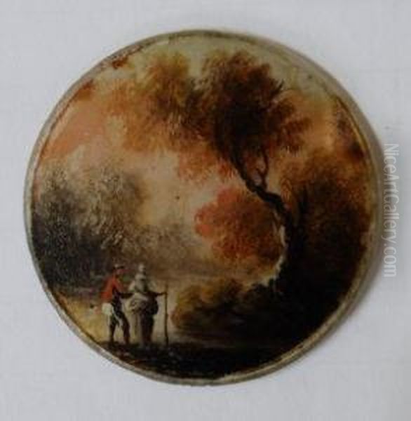 Figures On A Wooded Rural Lane Oil Painting by Jacques Willem Van Blarenberghe