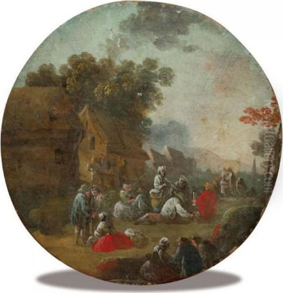 Rejouissances Paysannes Oil Painting by Louis Nicolael van Blarenberghe