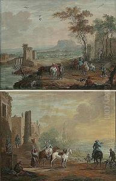 Paire De Scenes De Chasse Oil Painting by Louis Nicolael van Blarenberghe