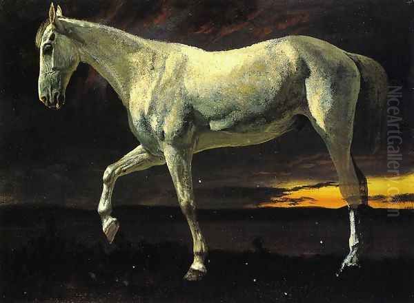 White Horse and Sunset Oil Painting by Albert Bierstadt