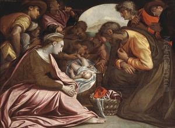 The Adoration Of The Shepherds Oil Painting by Anthonis Van Blocklandt